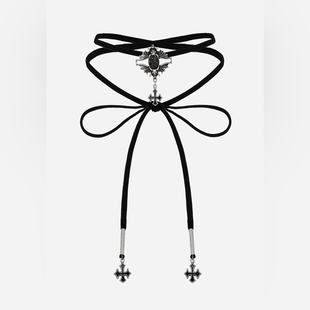 NWT Disturbia Women’s Gargoyle Gothic Cord Choker Necklace - Picture 2 of 7